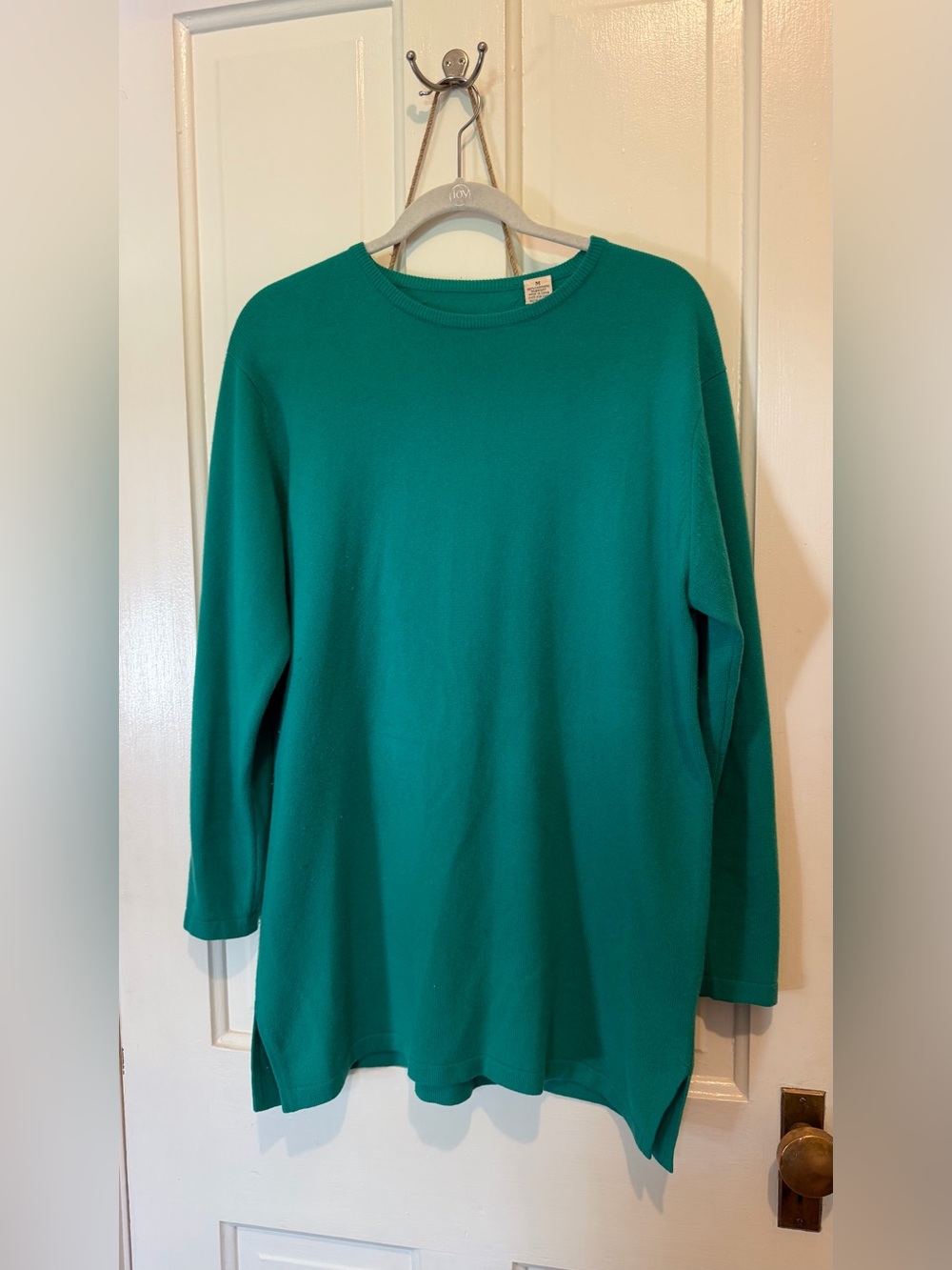 100% Cashmere Oversized Tunic Sweater M Emerald Green